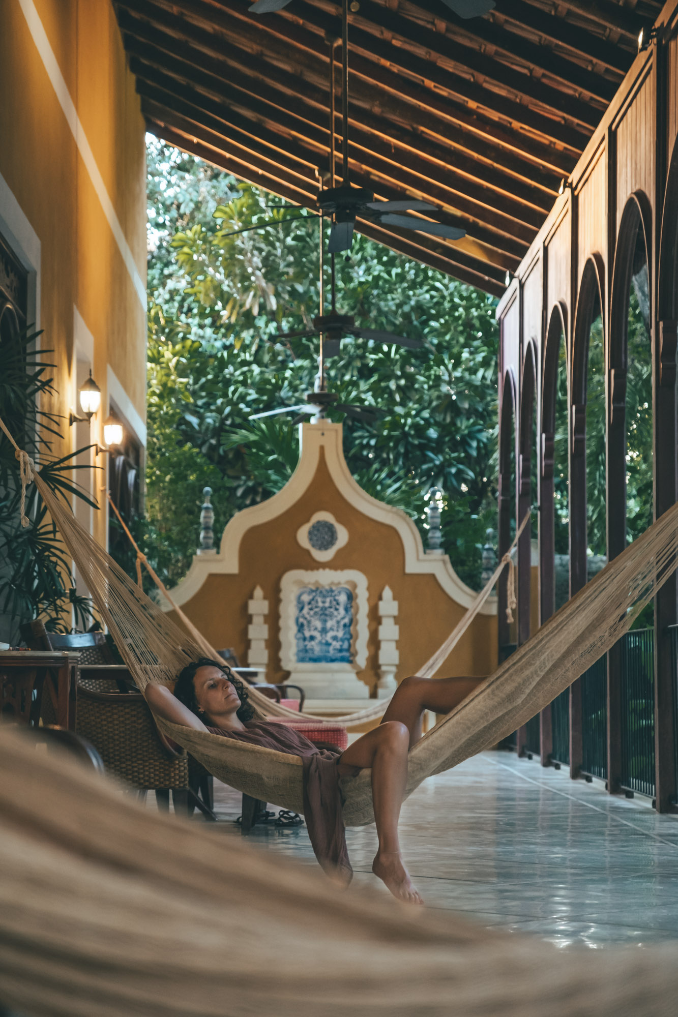Hammock relax in the colonial hacienda San Antonio Millet in Merida, Mexico